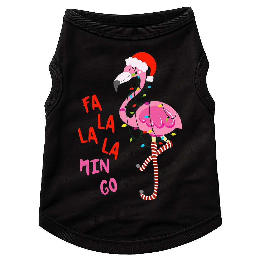 Fa La La Mingo Flamingo Christmas Tropical Xmas Tree Lights Doggie Tank
