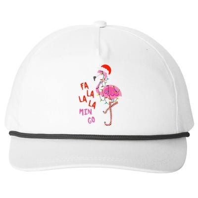 Fa La La Mingo Flamingo Christmas Tropical Xmas Tree Lights Snapback Five-Panel Rope Hat