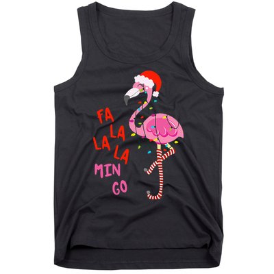 Fa La La Mingo Flamingo Christmas Tropical Xmas Tree Lights Tank Top