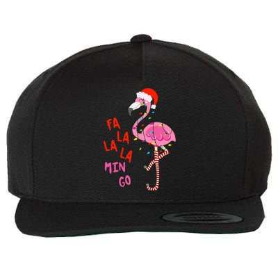 Fa La La Mingo Flamingo Christmas Tropical Xmas Tree Lights Wool Snapback Cap