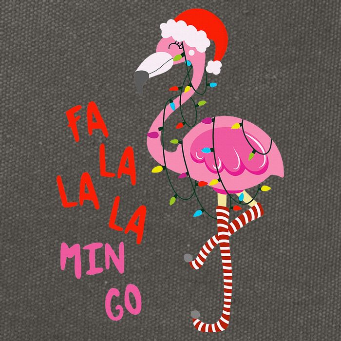 Fa La La Mingo Flamingo Christmas Tropical Xmas Tree Lights Cotton Canvas Backpack