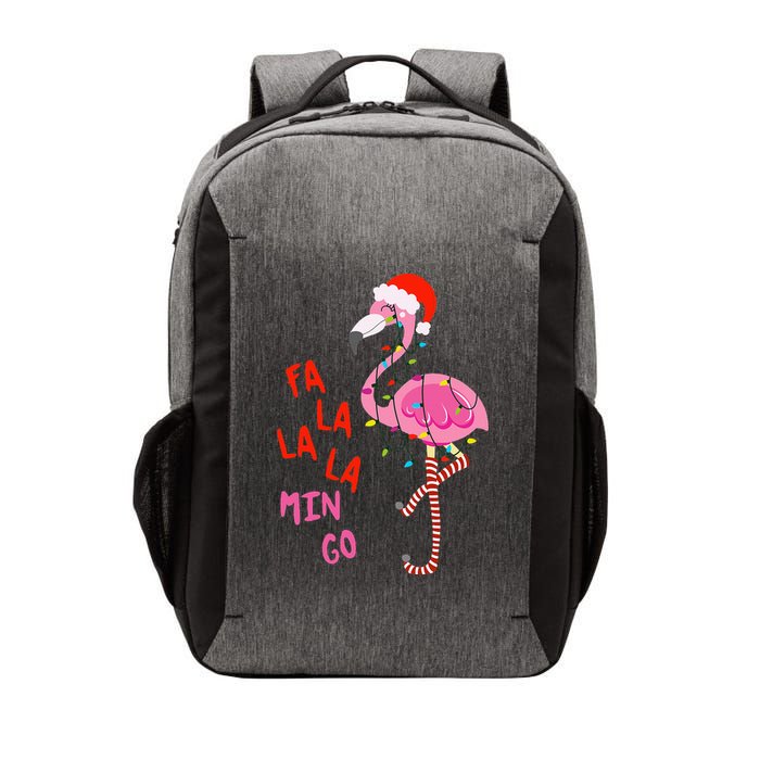 Fa La La Mingo Flamingo Christmas Tropical Xmas Tree Lights Vector Backpack