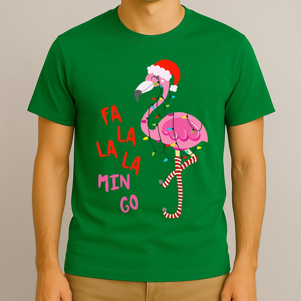 Fa La La Mingo Flamingo Christmas Tropical Xmas Tree Lights T-Shirt
