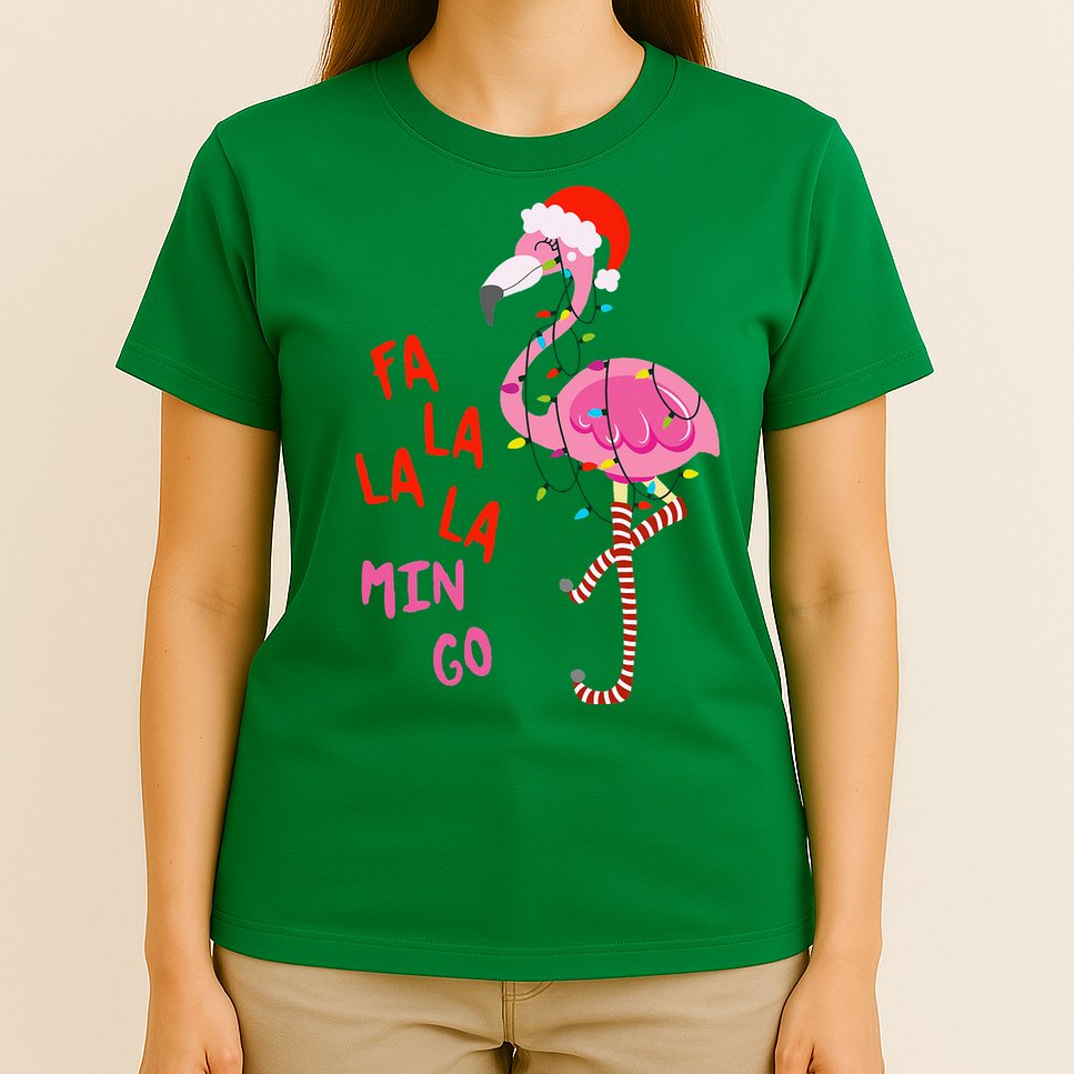 Fa La La Mingo Flamingo Christmas Tropical Xmas Tree Lights T-Shirt