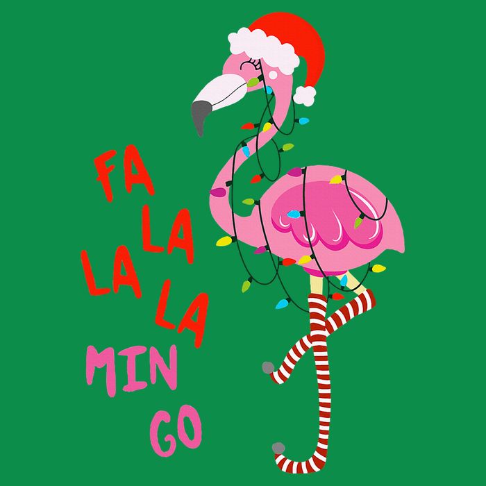 Fa La La Mingo Flamingo Christmas Tropical Xmas Tree Lights Button