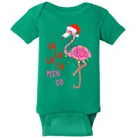 Fa La La Mingo Flamingo Christmas Tropical Xmas Tree Lights Baby Bodysuit
