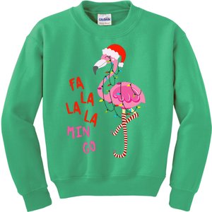 Fa La La Mingo Flamingo Christmas Tropical Xmas Tree Lights Kids Sweatshirt