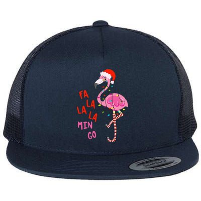 Fa La La Mingo Flamingo Christmas Tropical Xmas Tree Lights Flat Bill Trucker Hat