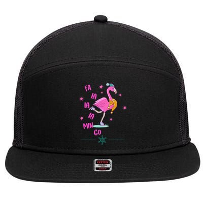 Fa La La Mingo Flamingo Funny Gift 7 Panel Mesh Trucker Snapback Hat