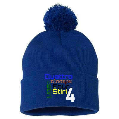 Four Languages Learning Pom Pom 12in Knit Beanie