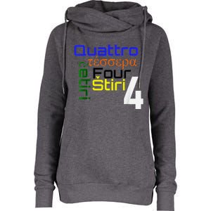 Four Languages Learning Womens Funnel Neck Pullover Hood