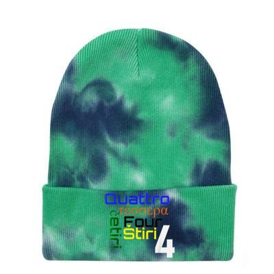 Four Languages Learning Tie Dye 12in Knit Beanie