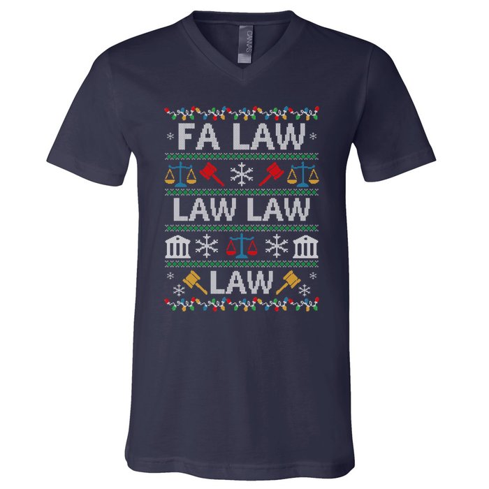 Fa Law Law Vintage Lawyer Ugly Christmas Sweater V-Neck T-Shirt