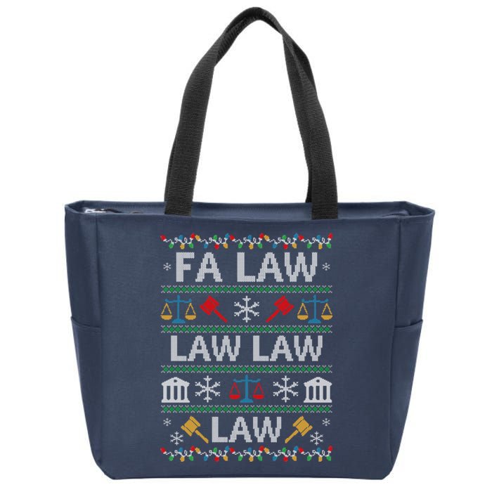 Fa Law Law Vintage Lawyer Ugly Christmas Sweater Zip Tote Bag