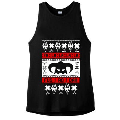 Fa La La La La Fus RO Dah Ugly Christmas Ladies PosiCharge Tri-Blend Wicking Tank
