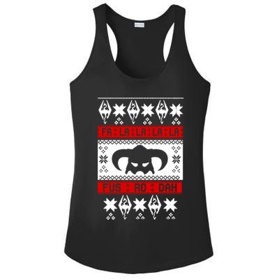Fa La La La La Fus RO Dah Ugly Christmas Ladies PosiCharge Competitor Racerback Tank