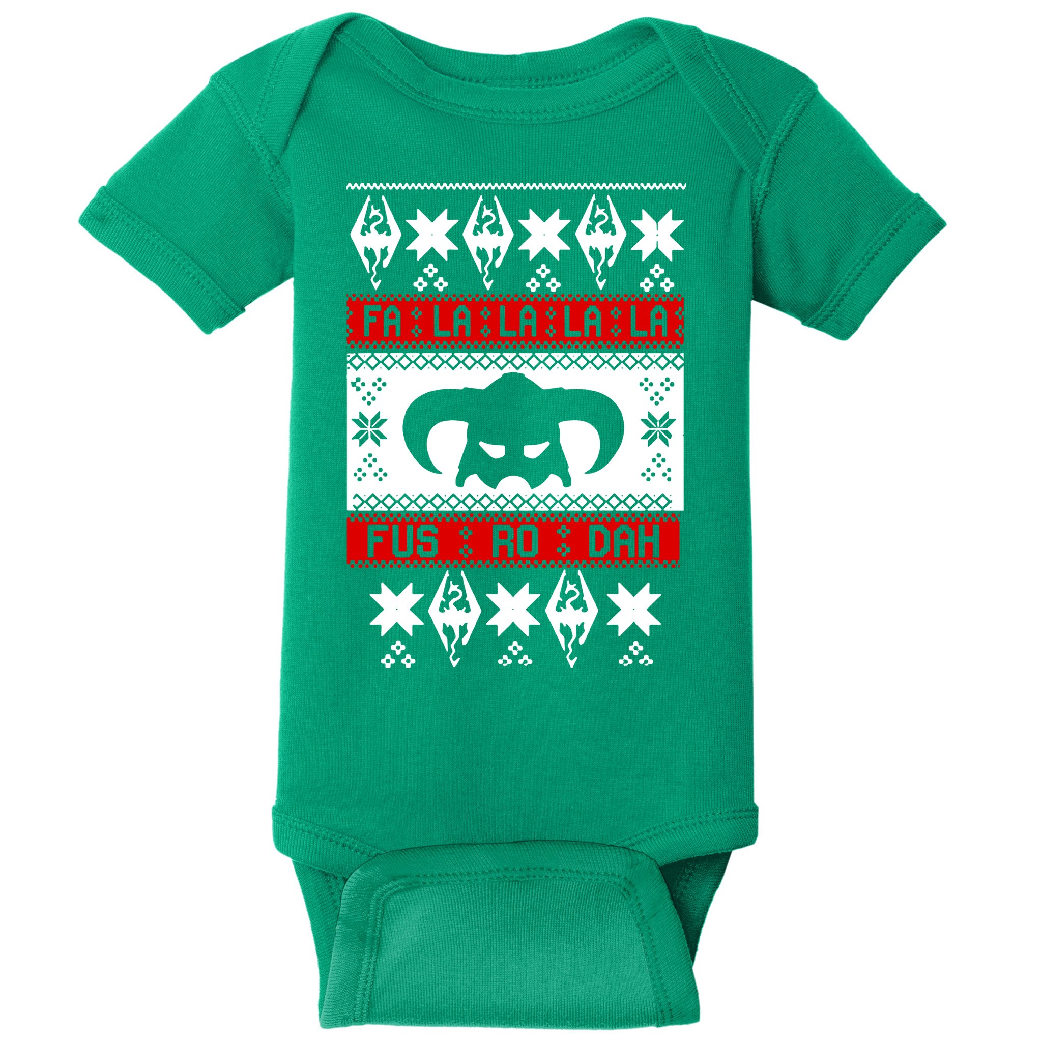 Fa La La La La Fus RO Dah Ugly Christmas Baby Bodysuit