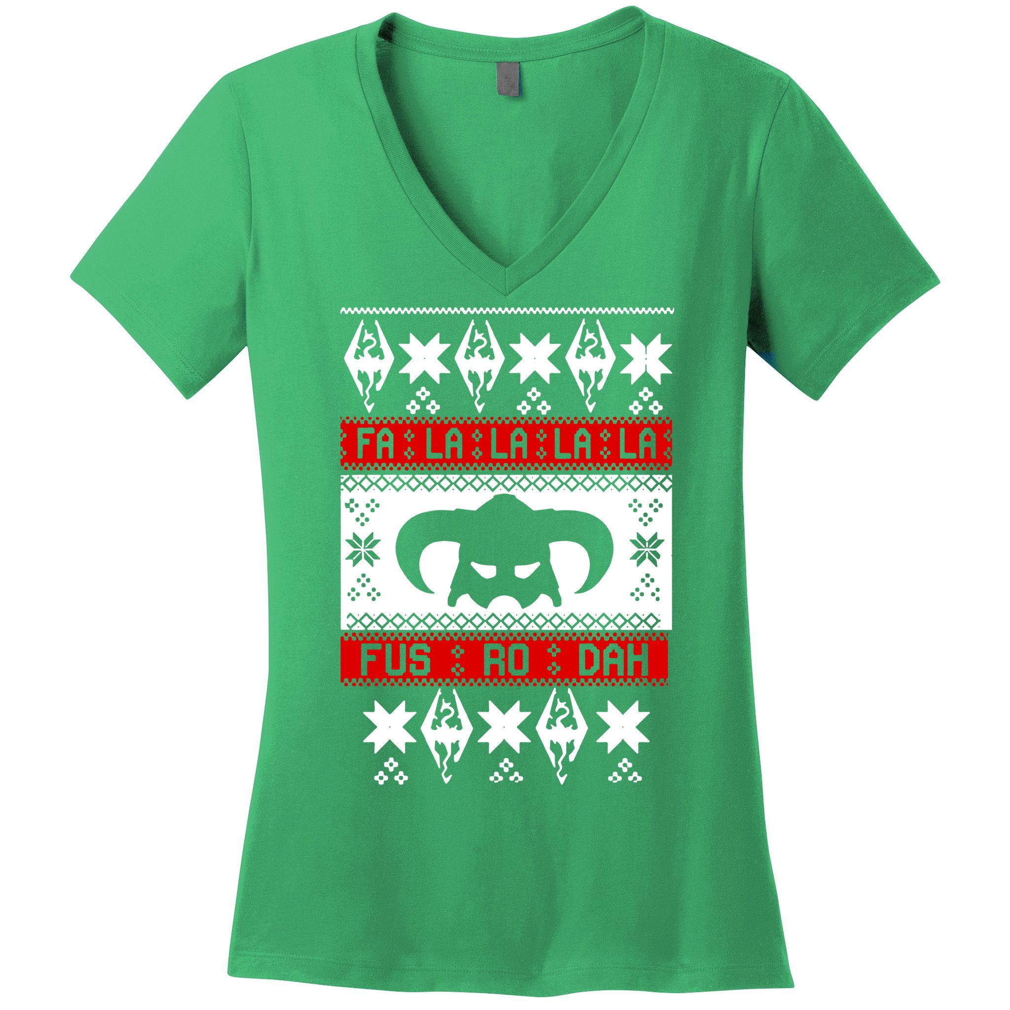 Fa La La La La Fus RO Dah Ugly Christmas Women's V-Neck T-Shirt