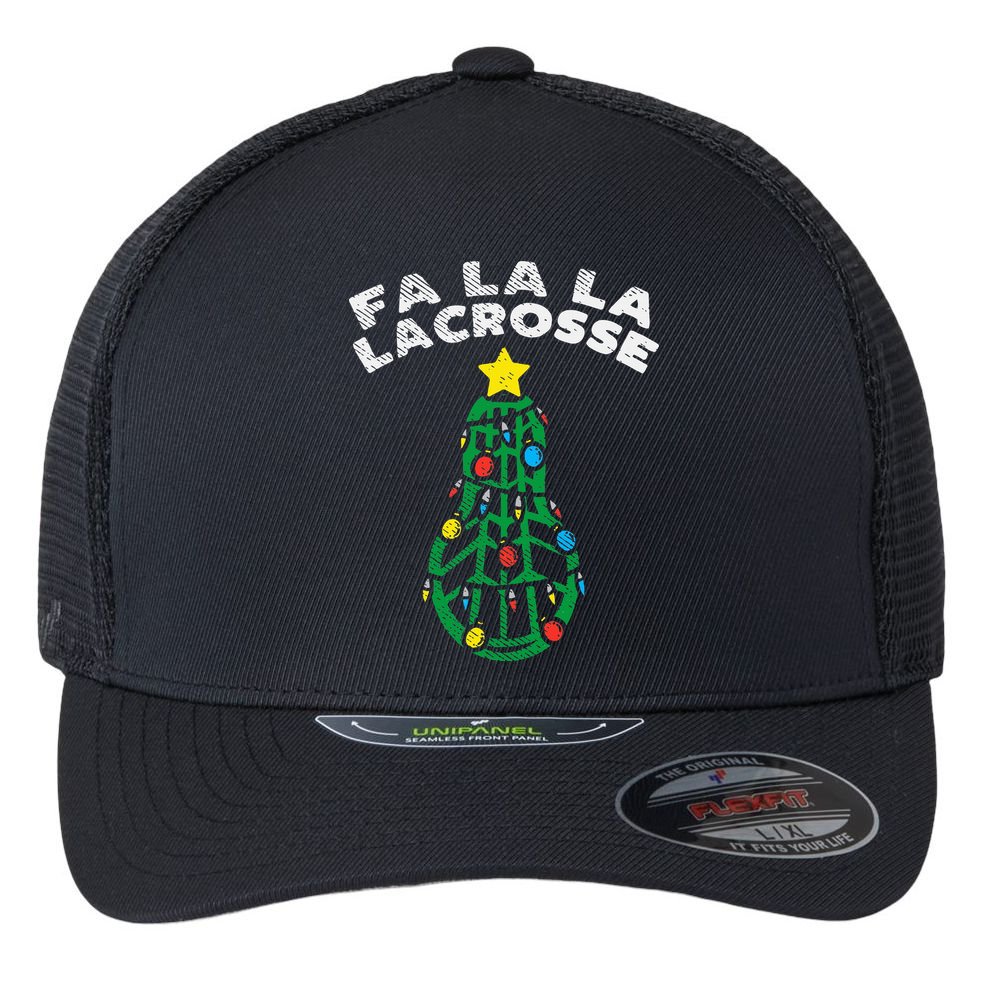 Fa La Lacrosse Christmas Lax Player Goalie Team Flexfit Unipanel Trucker Cap