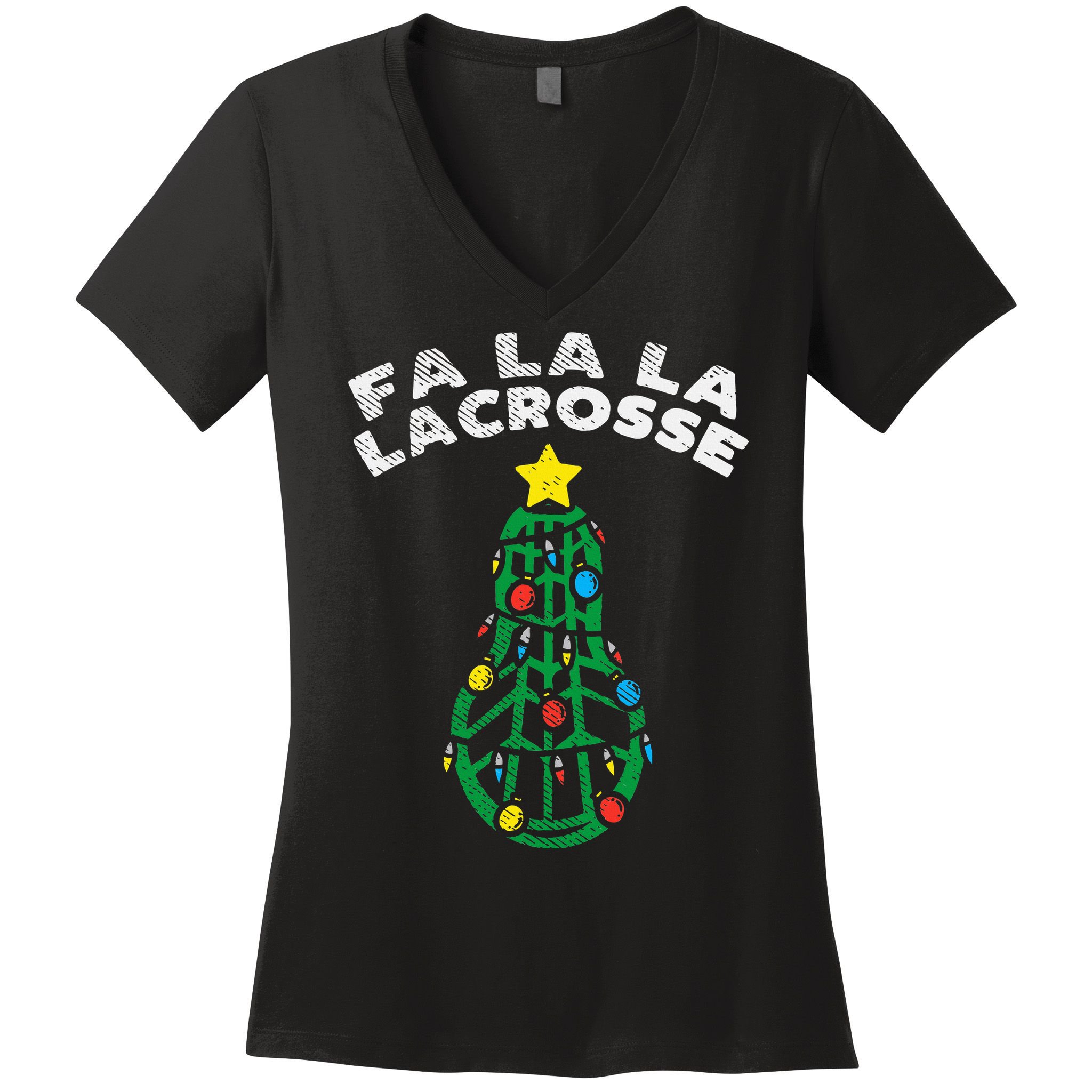 Fa La Lacrosse Christmas Lax Player Goalie Team Women's V-Neck T-Shirt