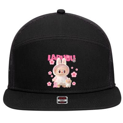 Funny Labubu Lover Cute Labubu The Monsters 7 Panel Mesh Trucker Snapback Hat