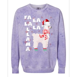 Fa La La Llama Santa Christmas Funny Gift Xmas Colorblast Crewneck Sweatshirt