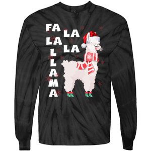 Fa La La Llama Santa Christmas Funny Gift Xmas Tie-Dye Long Sleeve Shirt