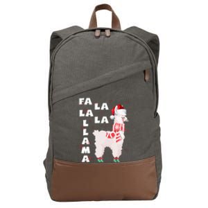 Fa La La Llama Santa Christmas Funny Gift Xmas Cotton Canvas Backpack