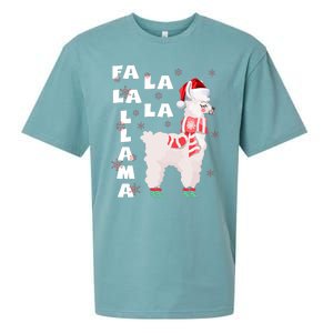 Fa La La Llama Santa Christmas Funny Gift Xmas Sueded Cloud Jersey T-Shirt