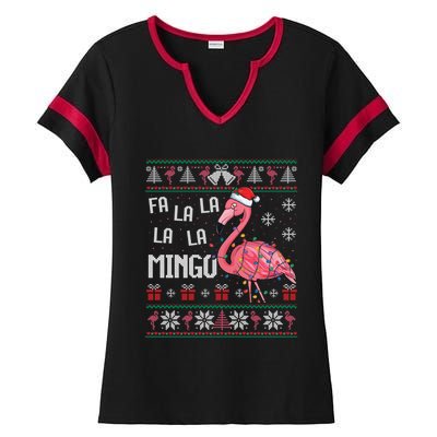 Fa La Lamingo Flamingo Lover Christmas Ugly Sweater Xmas Gift Ladies Halftime Notch Neck Tee