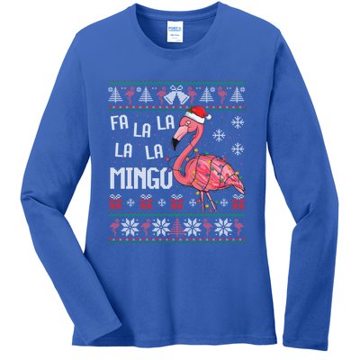 Fa La Lamingo Flamingo Lover Christmas Ugly Sweater Xmas Gift Ladies Long Sleeve Shirt