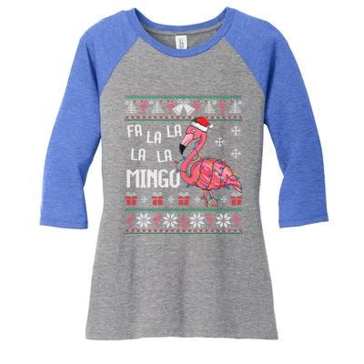 Fa La Lamingo Flamingo Lover Christmas Ugly Sweater Xmas Gift Women's Tri-Blend 3/4-Sleeve Raglan Shirt