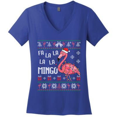 Fa La Lamingo Flamingo Lover Christmas Ugly Sweater Xmas Gift Women's V-Neck T-Shirt