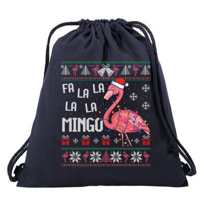 Fa La Lamingo Flamingo Lover Christmas Ugly Sweater Xmas Gift Drawstring Bag