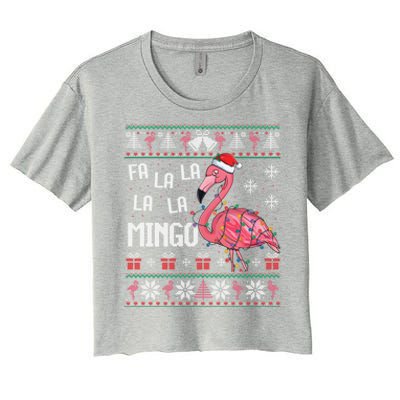 Fa La Lamingo Flamingo Lover Christmas Ugly Sweater Xmas Gift Women's Crop Top Tee