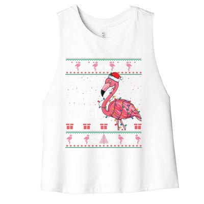 Fa La Lamingo Flamingo Lover Christmas Ugly Sweater Xmas Gift Women's Racerback Cropped Tank