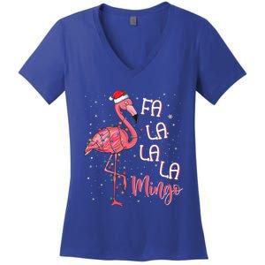 Fa La La Mingo Flamingo Christmas Tree Tropical Xmas Gift Women's V-Neck T-Shirt