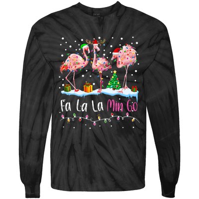 Fa La La La Mingo Flamingo Christmas Tie-Dye Long Sleeve Shirt