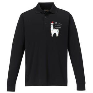 Fa La La Llama Christmas Lllama Essential Performance Long Sleeve Polo