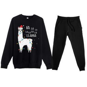 Fa La La Llama Christmas Lllama Essential Premium Crewneck Sweatsuit Set