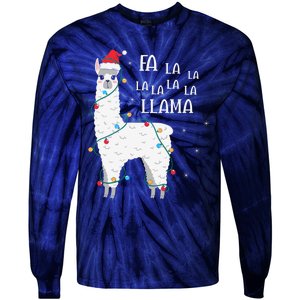 Fa La La Llama Christmas Lllama Essential Tie-Dye Long Sleeve Shirt