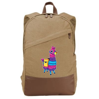 Funny Loot Llama Pinata With Yellow Saddlebag Cotton Canvas Backpack