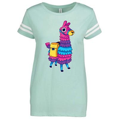 Funny Loot Llama Pinata With Yellow Saddlebag Enza Ladies Jersey Football T-Shirt