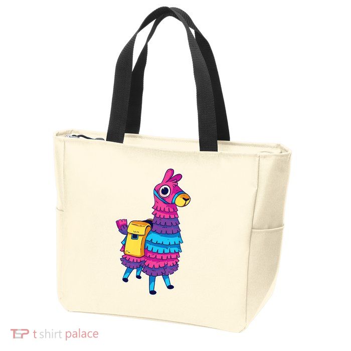 Funny Loot Llama Pinata With Yellow Saddlebag Zip Tote Bag