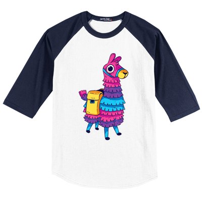 Funny Loot Llama Pinata With Yellow Saddlebag Baseball Sleeve Shirt