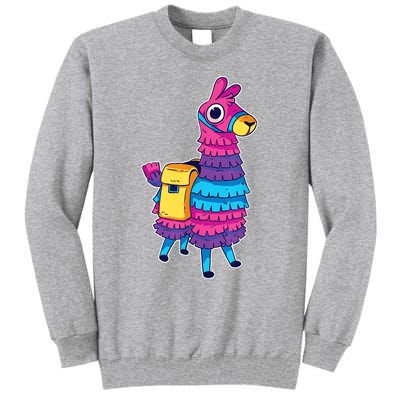 Funny Loot Llama Pinata With Yellow Saddlebag Tall Sweatshirt