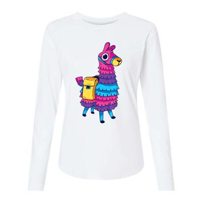 Funny Loot Llama Pinata With Yellow Saddlebag Womens Cotton Relaxed Long Sleeve T-Shirt