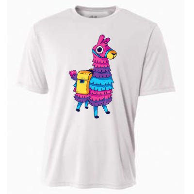 Funny Loot Llama Pinata With Yellow Saddlebag Cooling Performance Crew T-Shirt