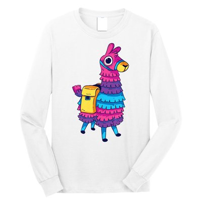 Funny Loot Llama Pinata With Yellow Saddlebag Long Sleeve Shirt