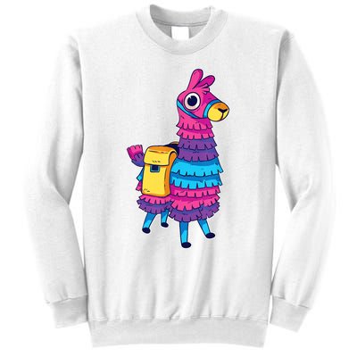 Funny Loot Llama Pinata With Yellow Saddlebag Sweatshirt